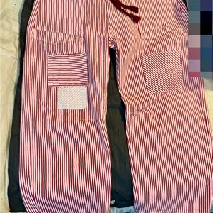 1901 Society (Free People) Striped Red and White Barrel Jeans